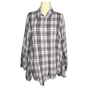 Tulip Women's Tunic Size Large Purple Plaid Cotton Oslo Artisan Classic